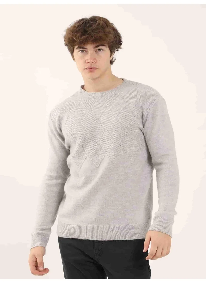 Dufy Gray Men's Slim Fit O-Neck Knitwear - 97369