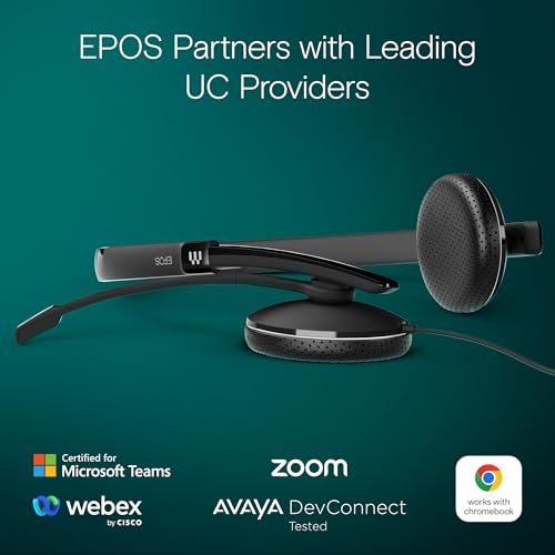 EPOS Adapt 165T USB II - Wired, Double-Sided Headset - 3.5mm Jack/USB Connectivity - Teams Certified-UC Optimized-Superior Stereo Sound-Enhanced Comfort-Call Control- Black - Image 5
