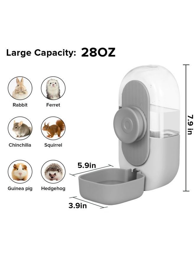 Kenond 28oz Hanging Automatic Rabbit Water Bottle,Gravity Small Animal Water Dispenser,No Drip Water Bowl for Cage,Suitable for Ferret Guinea Pig Bunny Cat(Gray) - Image 4