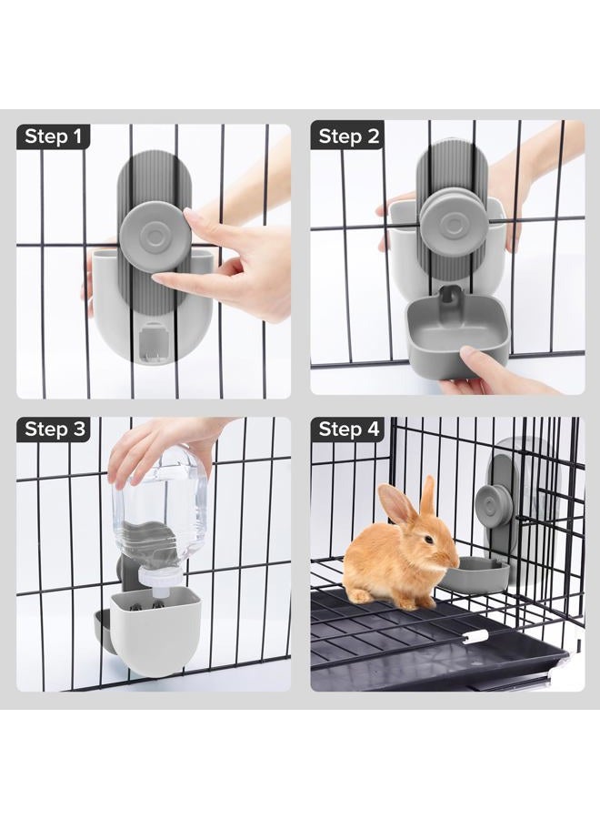 Kenond 28oz Hanging Automatic Rabbit Water Bottle,Gravity Small Animal Water Dispenser,No Drip Water Bowl for Cage,Suitable for Ferret Guinea Pig Bunny Cat(Gray) - Image 5