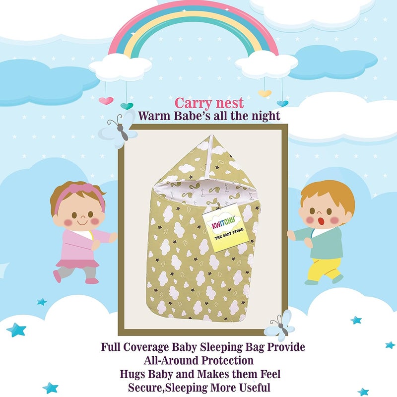 Kwitchy Newborn Baby Bedding Set Cushioned Mattress Sleeping Bag Combo 06 Months Green 2PCS Set - Image 5