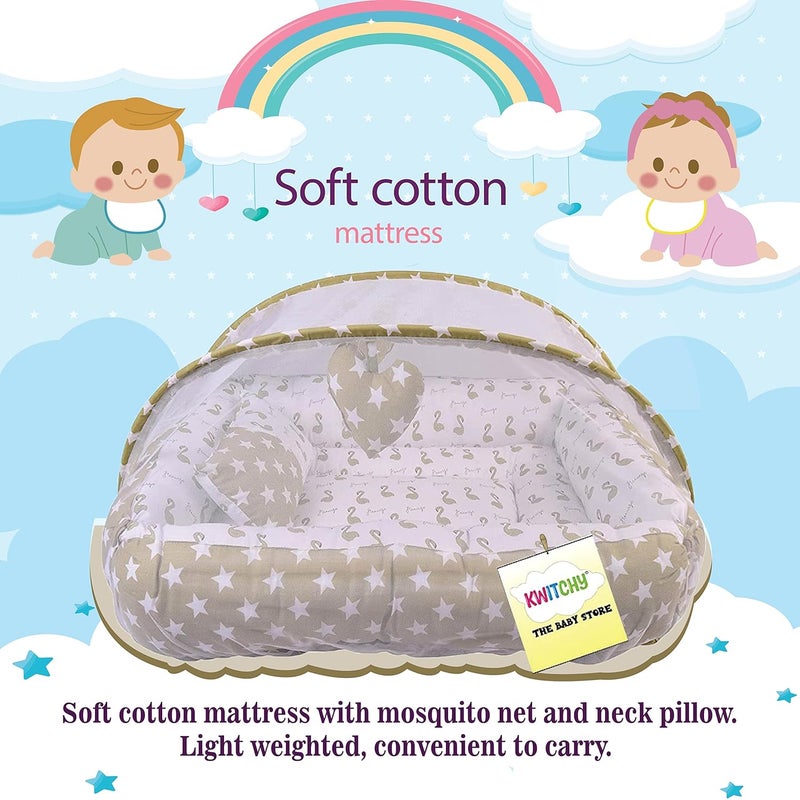 Kwitchy Newborn Baby Bedding Set Cushioned Mattress Sleeping Bag Combo 06 Months Green 2PCS Set - Image 3