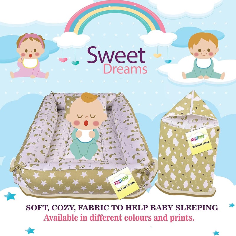Kwitchy Newborn Baby Bedding Set Cushioned Mattress Sleeping Bag Combo 06 Months Green 2PCS Set - Image 2
