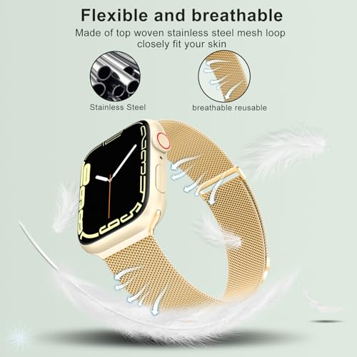 MARGE PLUS Compatible with Apple Watch Band 38mm 40mm 41mm 42mm 44mm 45mm 46mm 49mm Women Men, Stainless Steel Mesh Loop Magnetic Clasp Replacement for iWatch Series 11 10 9 8 7 6 5 4 SE3 SE2 Ultra 3 - Image 3