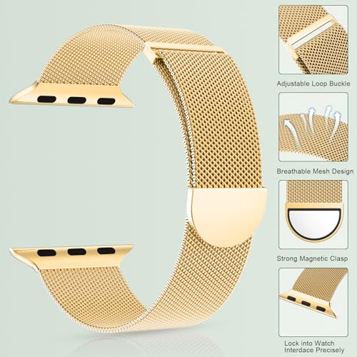 MARGE PLUS Compatible with Apple Watch Band 38mm 40mm 41mm 42mm 44mm 45mm 46mm 49mm Women Men, Stainless Steel Mesh Loop Magnetic Clasp Replacement for iWatch Series 11 10 9 8 7 6 5 4 SE3 SE2 Ultra 3 - Image 4