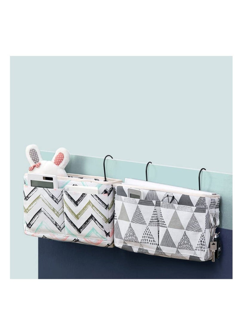 Y&D - With pattern Home Multifunctional Bedside Hanging Bag College Dormitory Cloth Basket Bed Clutter Sorting Storage Magazine Book (the first picyures) - Image 1