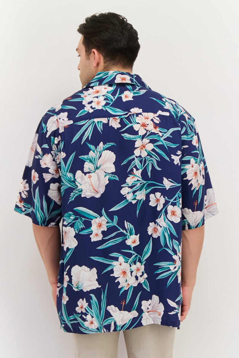 GANT Men Relaxed Fit Floral Print Short Sleeve Casual Shirt, Multicolor - Image 4