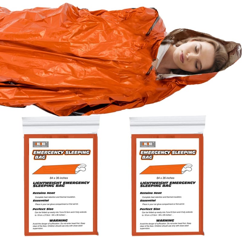 ANLOKE Emergency Sleeping Bags (2-Pack) Survival Sleeping Bag - Portable Thermal Sleeping Bags Bivy Sack, Mylar Emergency Blanket Survival Gear - Image 1