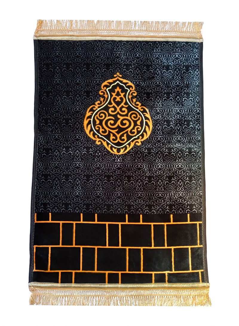 Fabienne Velvet Top Anti-Slip Prayer Mat Printed Black/Beige 80x120 cm  - Image 2