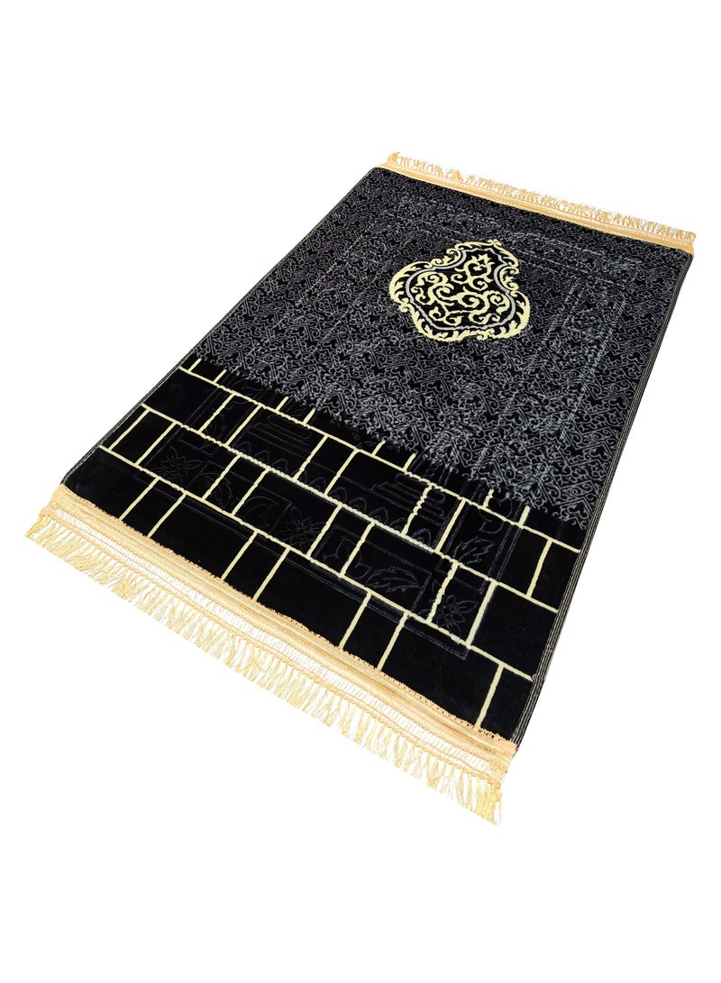 Fabienne Velvet Top Anti-Slip Prayer Mat Printed Black/Beige 80x120 cm  - Image 1