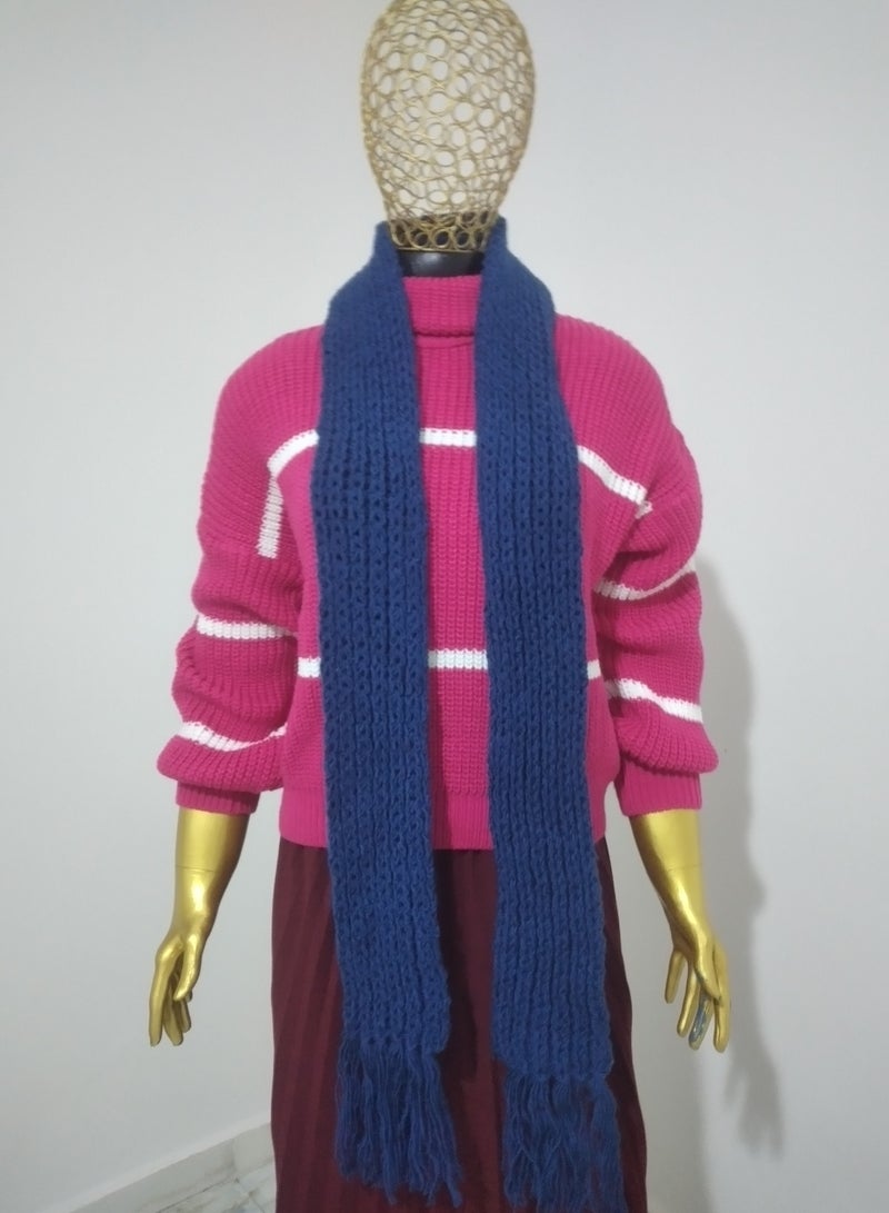 Puritopia Wonderful handmade crochet scarf for winter - petroleum  - Image 1