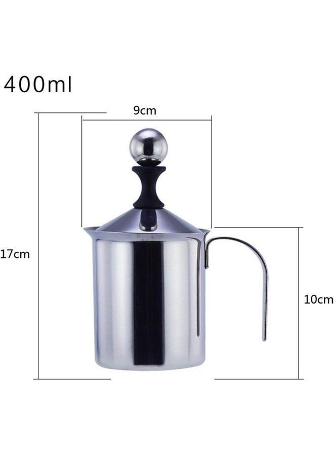 Manual Milk Fr Container Double Layer Handheld Milk Frothing Pitchers Cappuccions Coffee Latte Manual Operated Milk Foam Maker 400ml  - Image 3