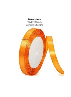MARKQ Orange Satin Ribbon, 12mm x 25yd Fabric Polyester Ribbon for Gift Wrapping, Party Favors, Wedding Decorations, Bow Making, Bouquets, Sewing Projects & Craft Supplies  - Image 2