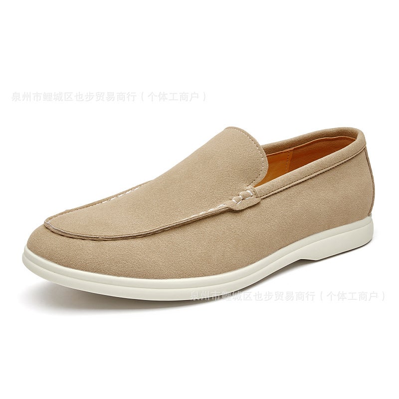 Large Size Lightweight Slip-On Loafers British Style Simple Formal Casual Shoes Suede Leather Beanie Shoes Men'S Shoes - Image 1
