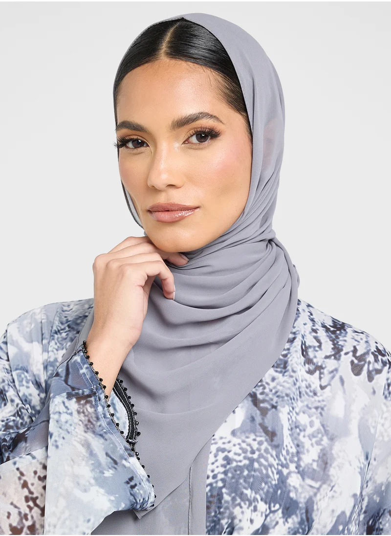 Khizana Printed Abaya With Pleated Inner & Sheila