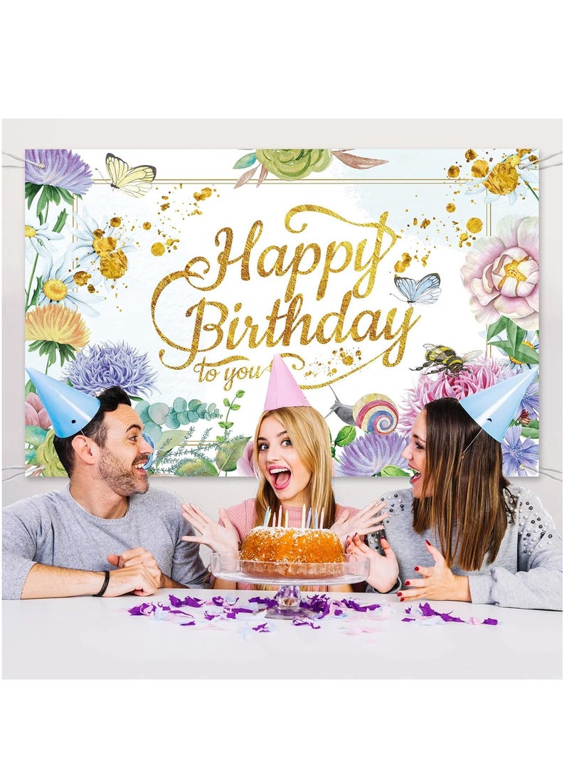 SYOSI Flowers Birthday Party Backdrop Pink Flower Bush Garden Birthday Photography Background for Girls Women Happy Birthday Party Background Banner for Birthday Proposal Party Decoration Supplies - Image 4