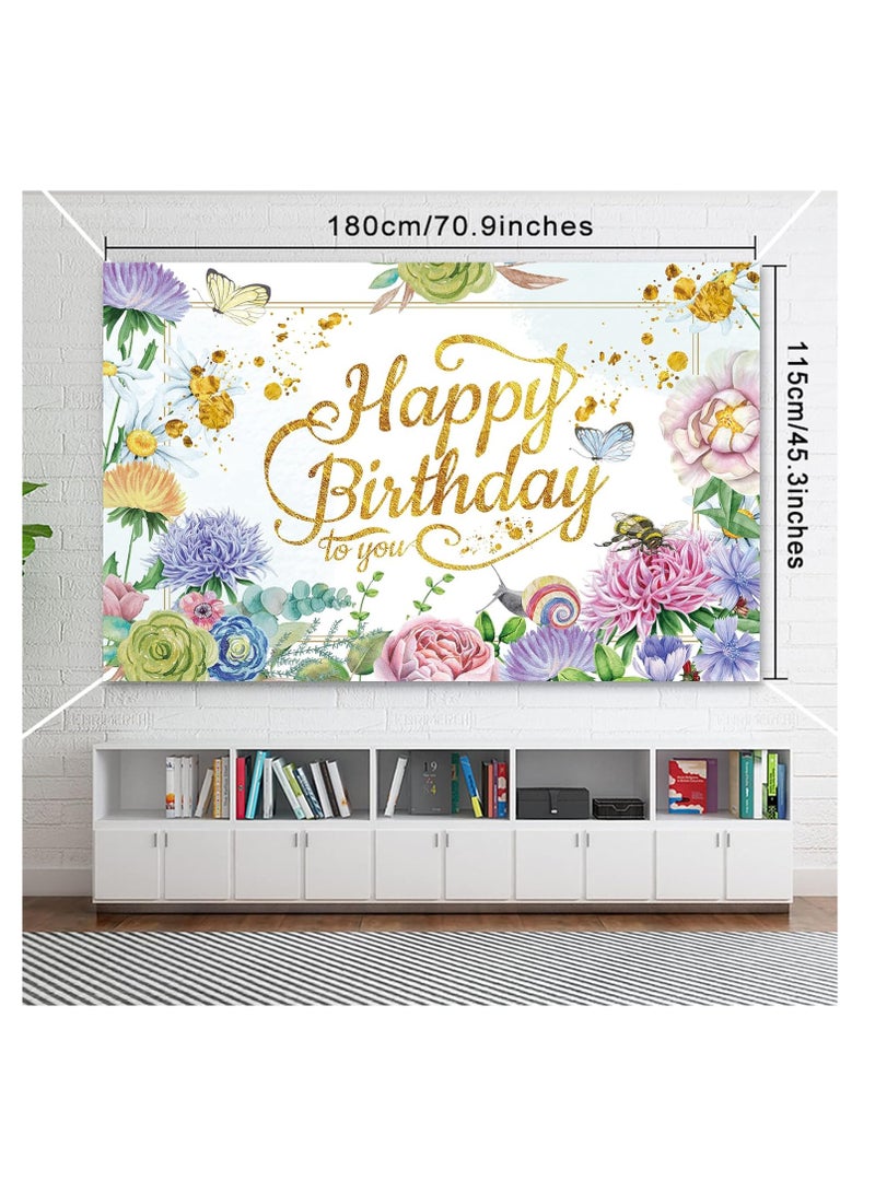 SYOSI Flowers Birthday Party Backdrop Pink Flower Bush Garden Birthday Photography Background for Girls Women Happy Birthday Party Background Banner for Birthday Proposal Party Decoration Supplies - Image 2