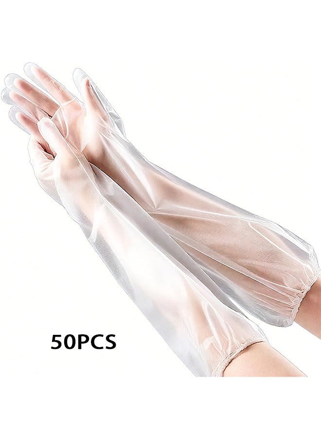 Hihonor 50pcs Disposable Long Arm Gloves with Elastic Cuff 23.6inch Household Cleaning Gloves Thick Kitchen Dishwashing Gloves Food Handling Gloves Vegetable Washing Gloves - Image 1