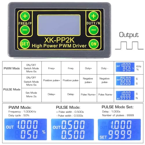 Serplex® Function Signal Generator, ZK-PP2K PWM Pulse Frequency Generator, LCD Pulse Frequency Duty Cycle Adjustable Signal Generator 3.3-30V Range, 8A Dual Mode, 1Hz-150KHz PWM Motor Speed Regulation - Image 3