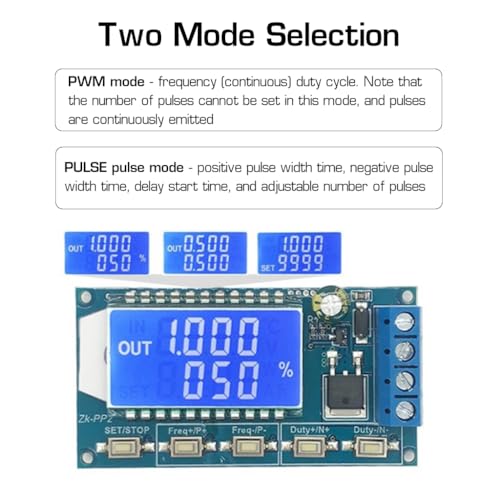 Serplex® Function Signal Generator, ZK-PP2K PWM Pulse Frequency Generator, LCD Pulse Frequency Duty Cycle Adjustable Signal Generator 3.3-30V Range, 8A Dual Mode, 1Hz-150KHz PWM Motor Speed Regulation - Image 2