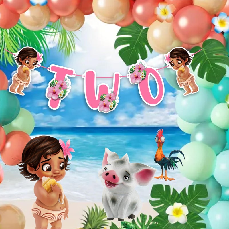 Seyal BBY Mna Two Banner Mna Second Birthday Decorations Birthday Party Supplies Tropical Island Theme Banner for Girls Birthdays Parties Decorations - Image 2