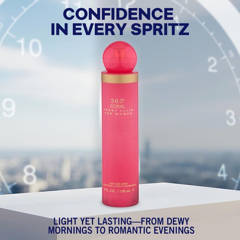Perry Ellis 360Â° Coral Body Mist Spray for Women - Perfume for Women, Floral & Fruity Fragrance, EDT, Designer Scent for Her, Long Lasting - 8 fl oz (200 mL) - Image 3