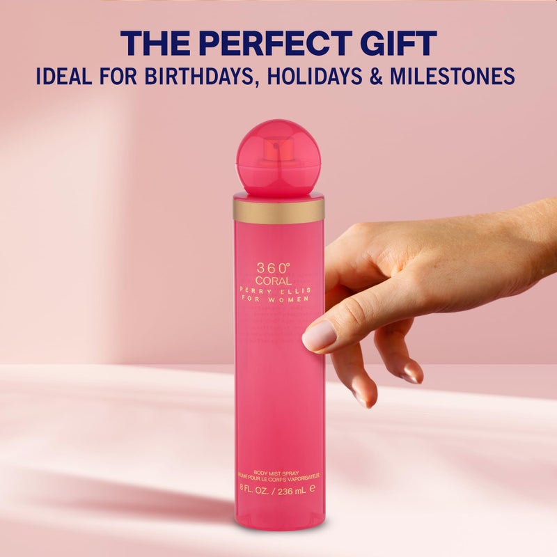 Perry Ellis 360Â° Coral Body Mist Spray for Women - Perfume for Women, Floral & Fruity Fragrance, EDT, Designer Scent for Her, Long Lasting - 8 fl oz (200 mL) - Image 5