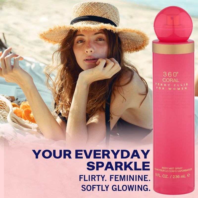Perry Ellis 360Â° Coral Body Mist Spray for Women - Perfume for Women, Floral & Fruity Fragrance, EDT, Designer Scent for Her, Long Lasting - 8 fl oz (200 mL) - Image 4