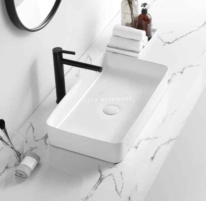 Nexa Bathware Ceramic Wash Basin Luxurious Wash basin Table Top Bathroom Sink Wash Basin Super White Colour With Glossy Finishing 24 x 14 x 5 INCH - Image 2