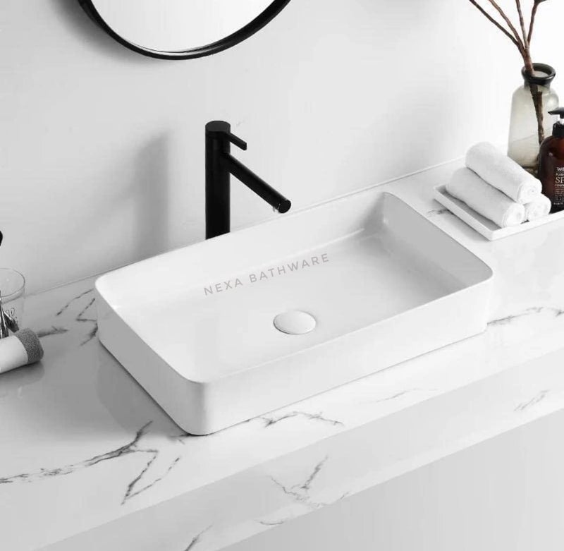 Nexa Bathware Ceramic Wash Basin Luxurious Wash basin Table Top Bathroom Sink Wash Basin Super White Colour With Glossy Finishing 24 x 14 x 5 INCH - Image 1