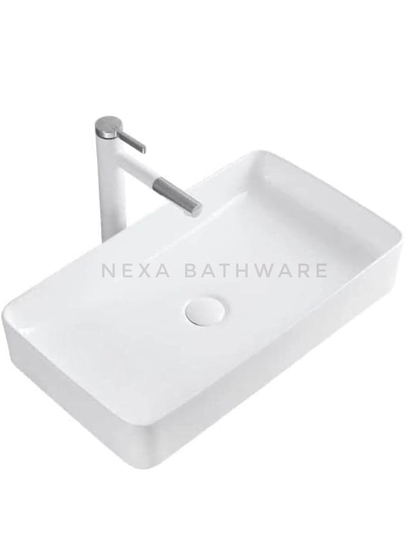 Nexa Bathware Ceramic Wash Basin Luxurious Wash basin Table Top Bathroom Sink Wash Basin Super White Colour With Glossy Finishing 24 x 14 x 5 INCH - Image 4