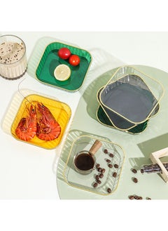 Hihonor 8 Pack Clear PET Plastic Plates Dessert Plates Snack Dishes With Rack, Clear For Home Kitchen Office  - Image 3