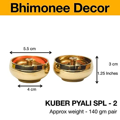 Bhimonee Decor Pure Brass Kuber Pyali Deep | Traditional Deepak Diya for Pooja & Home Temple | Spiritual Aarti & Ritual Decor | 1.25 Inches, 140gm - Image 5