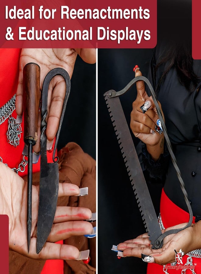 أرموري ريبليكاس مجموعة أدوات جراحية طبية من العصور الوسطى من Armory Replicas™ - مجموعة طبق الأصل من 8 قطع مع أدوات معدنية ومكونات عشبية - معدات طبية تاريخية مع حقيبة حمل - Image 4