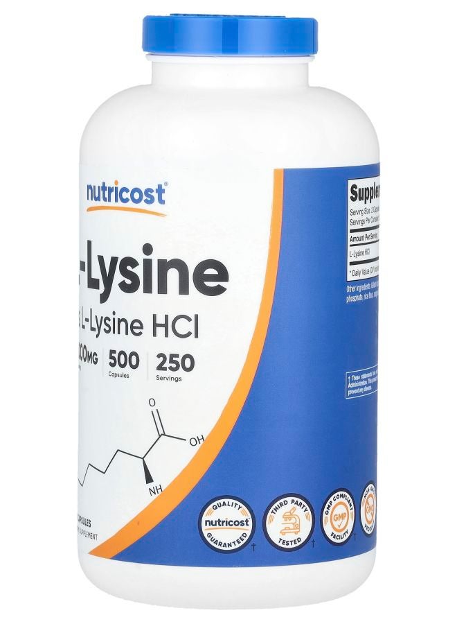 Nutricost L-Lysine 500 Capsules (500 mg per Capsule) - Image 2