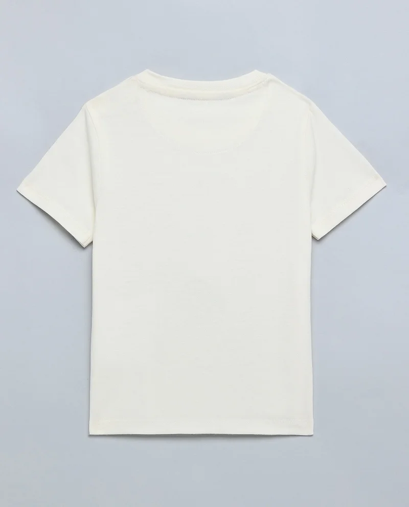 أر أند بي Dino Print T-Shirt with Crew Neck and Short Sleeves