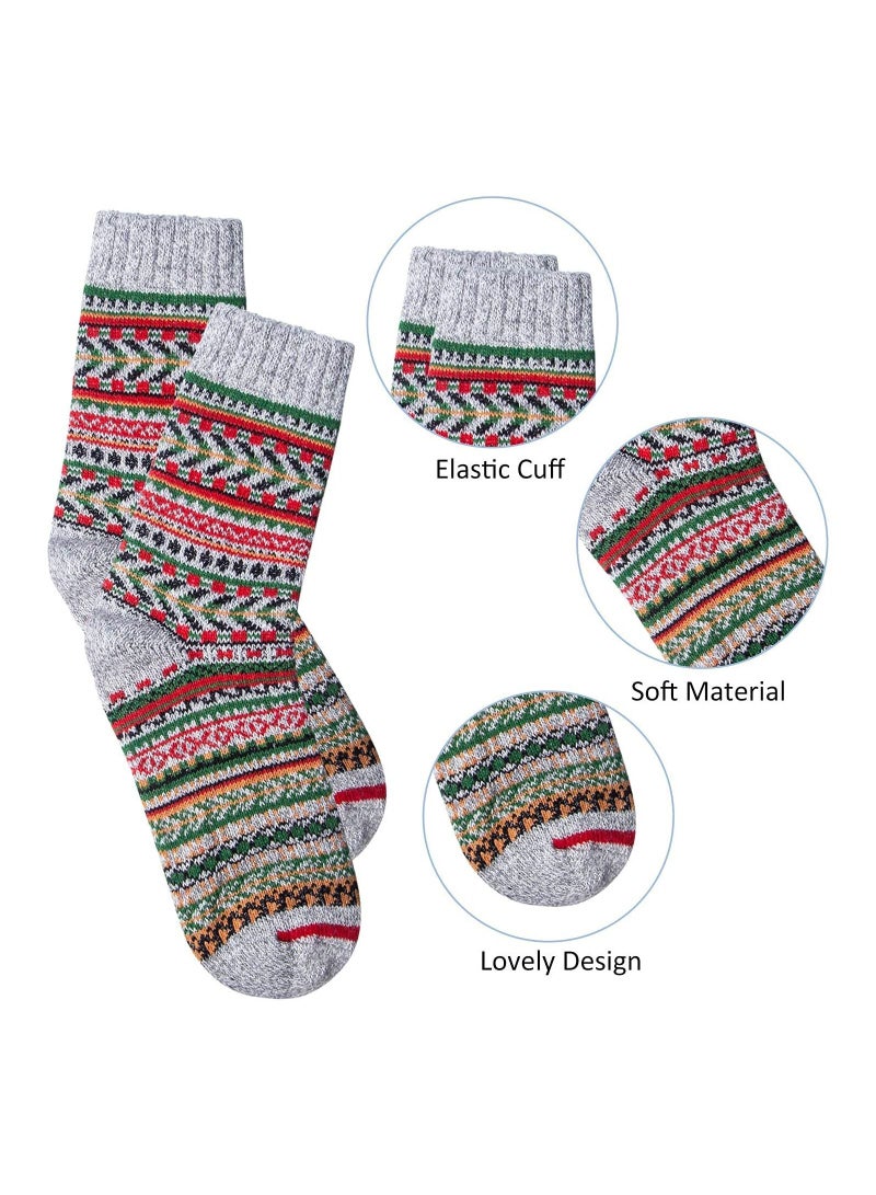 SYOSI Womens Wool Socks, 5 Pairs Thick Knit Vintage Winter Warm Cozy Crew Socks Gifts - Image 4