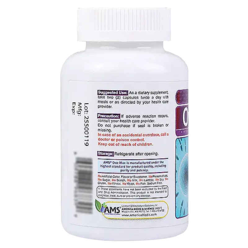 AMS Ova-Max Female Fertility Capsule Supplement For Healthy Ovaries & Conception, Pack of 120's - Image 2