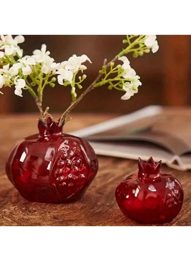 Red Pomegranate Vase Modern Glass Planter Hydroponic Floral Pot Home Dining Office Decor - Image 4