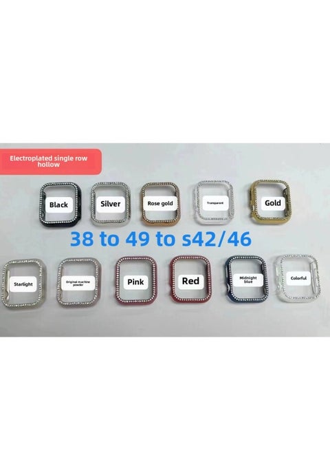 Suitable For AppleWatch Protective Case S9 Apple Watch Diamond-encrusted S8 Frame Case S10 Electroplated Single-row Diamond Case-Color:Transparent-Dimensions:Apple Iwatch S6/s5/s4/se Generation (44mm)