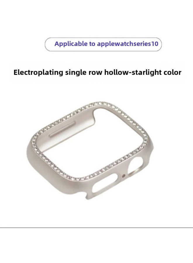 Suitable For AppleWatch Protective Case S9 Apple Watch Diamond-encrusted S8 Frame Case S10 Electroplated Single-row Diamond Case-Color:Transparent-Dimensions:Apple Iwatch S6/s5/s4/se Generation (44mm)
