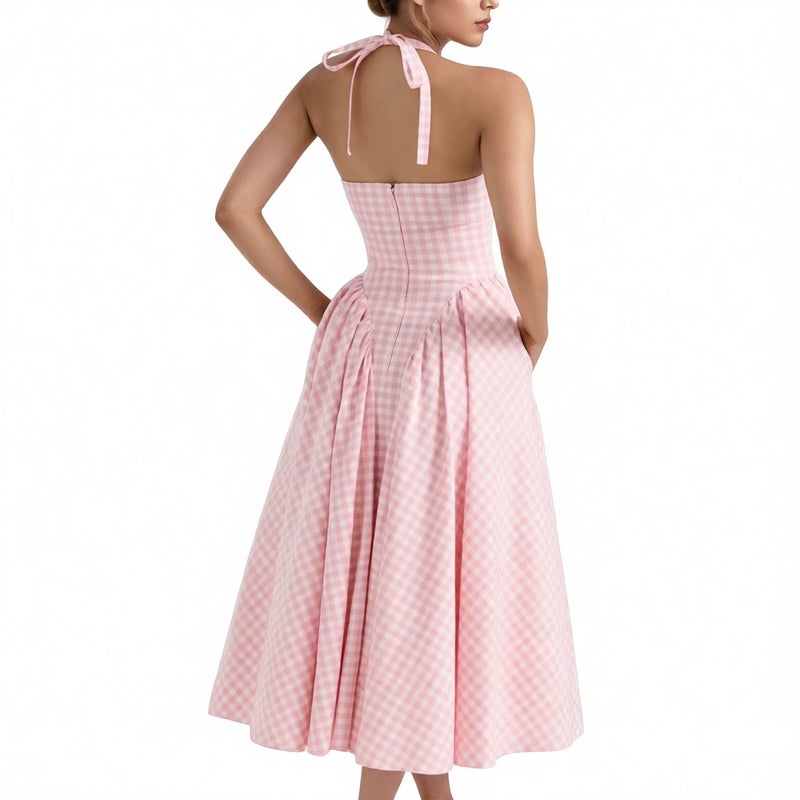 Elegant V-Neck Wrap Waist French Style Dress - Image 3