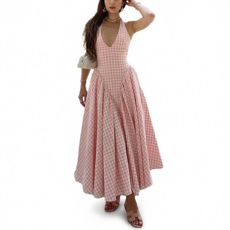 Elegant V-Neck Wrap Waist French Style Dress - Image 4