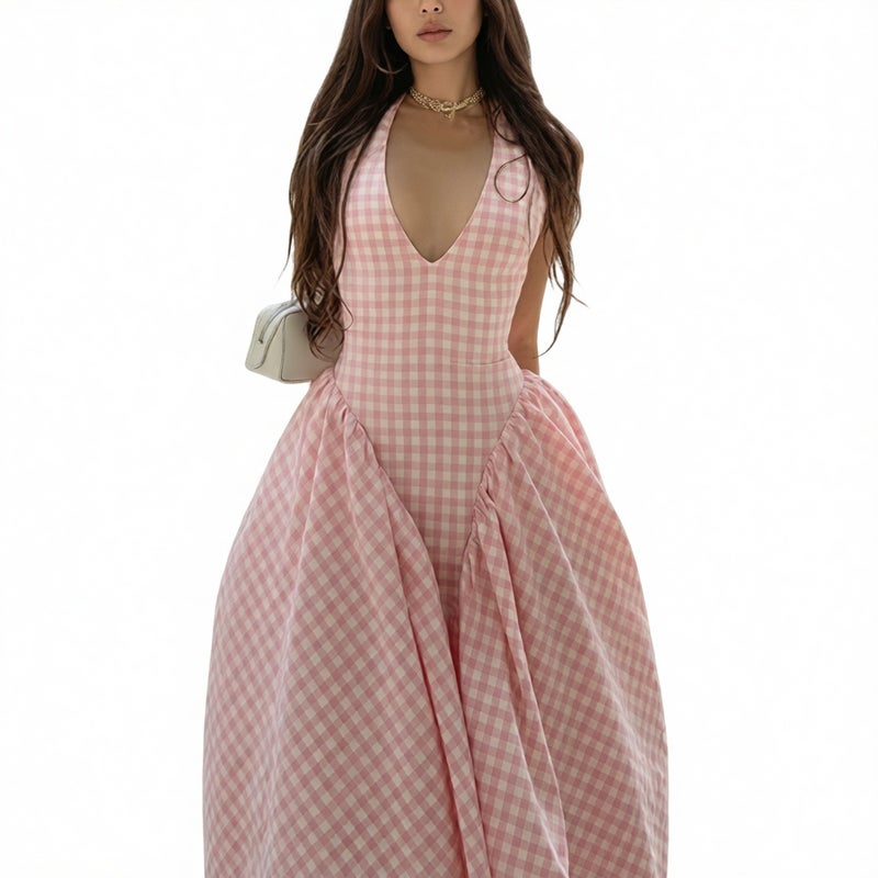 Elegant V-Neck Wrap Waist French Style Dress - Image 2