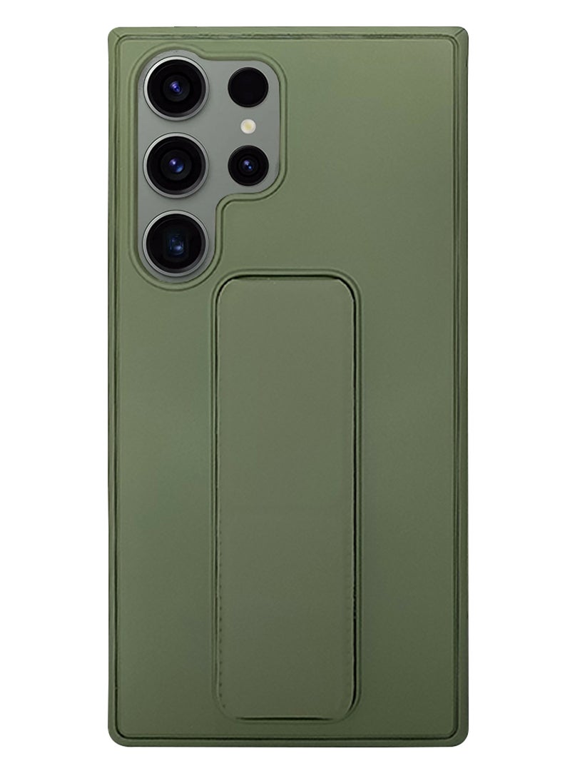 Theodor غطاء واقي من السيليكون مضاد للصدمات مع حامل بقبضة أصابع مغطى بالكامل لجهاز سامسونج S23 ألترا باللون الأخضر - Image 1