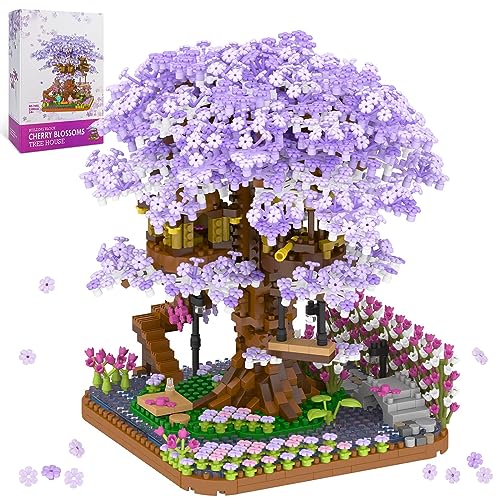 NEWABWN مجموعة بناء شجرة الكرز بونساي الجديدة، نموذج منزل شجرة ساكورا اليابانية للبالغين، مجموعة طوب صغيرة للزهور، ألعاب هدايا إبداعية للمراهقين 14 (2200 قطعة) - Image 1