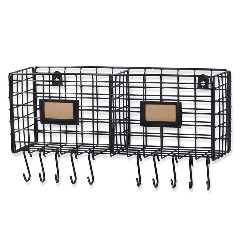INDIAN DECOR INDIAN DECOR 28288 Organizer Wire Rack Wall Mountable with 10 Hooks for Keys Hats Umbrellas Coats and Bags Black  - Image 4