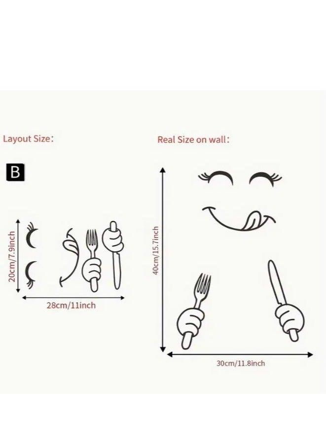 راين ملصقات حائط من الفينيل - تصميمات شوكة وكوب قهوة وكؤوس عصرية | مقاومة للماء وقابلة للإزالة للثلاجة والزجاج وديكور المنزل - Image 2