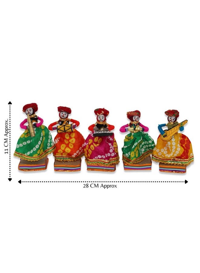 JH Gallery Recycled Material Rajasthani Home Decor Items Musician Bawla Puppets Idol Show Pieces for Home Decor 11 X 28 Cm Multicolor, 5 Pieces (Male Puppets) - Image 5