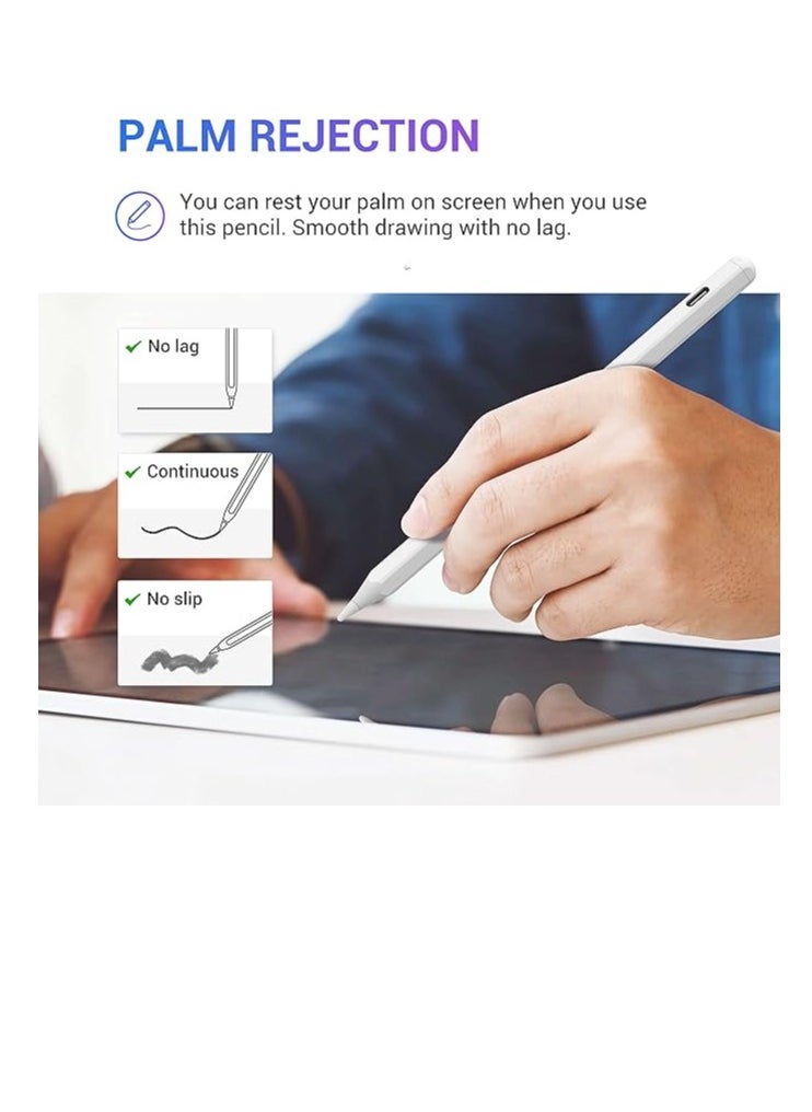 قلم لمس مع خاصية رفض راحة اليد لجهاز Apple iPad (2018 وما بعده) 6/7/8/9/10th Generation/iPad Pro 11 / Pro 12.9 inch/Air 3 4 5 6/Mini 5&6، قلم رسم رقمي دقيق للكتابة والرسم لجهاز iPad  - Image 2